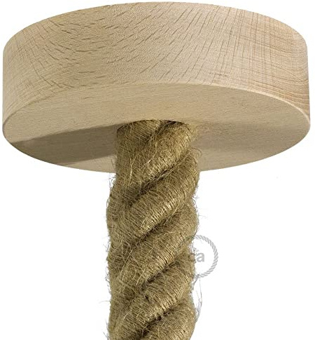 creative cables Kit rosone per lampadario da soffitto (serracavo conico, legno, Ø 120 mm, 1 foro) – Ideale per cavi 3XL – Fissaggio a staffa per lampadari e sospensioni singole
