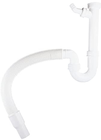 Sanitop-Wingenroth Röhrengeruchsverschluss für Spülen | Mit Winkel-Schlauchverschraubung | Kunststoff-Siphon | Geruchsverschluss für Küche | Flexibles Abgangsrohr | 1 ½ x Ø 40/50 mm | 22152 8