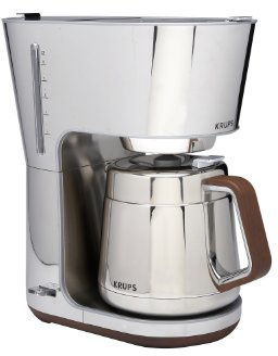 KRUPS KT600 Silver Art Collection Thermal Carafe Coffee Maker with Chrome Stainless Steel Housing, 10-Cup, Silver