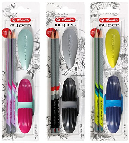 Herlitz 11331337 Starterset my pen, 2 Bleistifte mit Radierer und Anspitzer, farbig sortiert