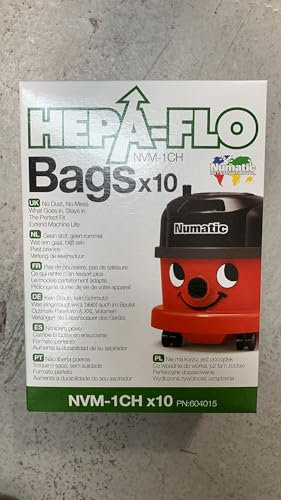 Numatic 604015 NVM-1CH Henry and James Cleaner Bags, Pack of 10, White