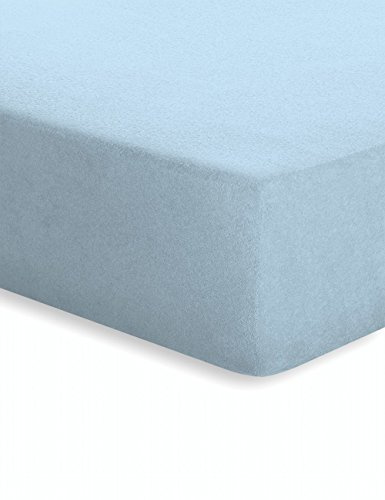 Schlafgut 001-052 - Lenzuolo con Angoli Elasticizzati, in Spugna, 65 x 135 cm, Colore: Acqua