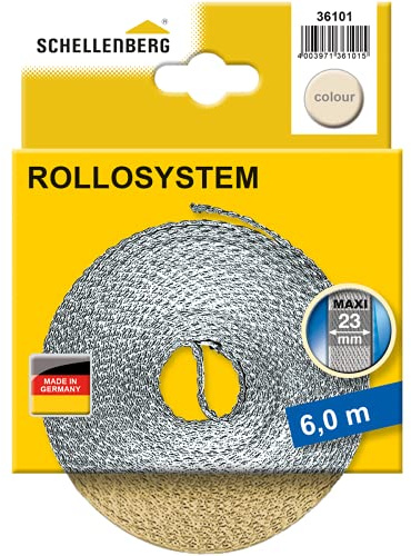 Schellenberg Maxi 23 mm Width/12 M 31101 Strap for Roller Shutter for Window System, 36101