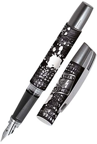 ONLINE Füller Campus Keep Out, Tinten-Füller für Rechtshänder, ergonomisches Griffstück, hochwertige Iridiumfeder M, Standard-Tintenpatronen, inkl. Kombipatrone blau, für Allergiker geeignet