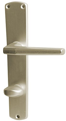 Alpertec 40400030K1 Aluminium Phil-LS Langschildgarnitur für Badtüren mit Sperrriegel in F2 eloxiert WC 78 MM Drückergarnitur Türdrücker Türbeschläge Neu, Badezimmertüren