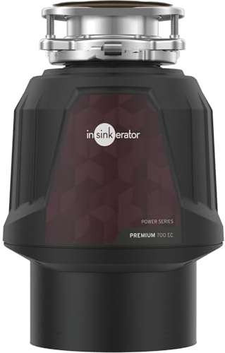 Insinkerator Premium 700 EC köksavfallsstrimlare – köksavfallsbehållare med 0,75 hk stark induktionsmotor och luftomkopplare