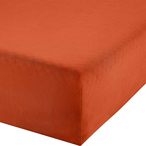 Erwin Müller Boxspringbett-Spannbettlaken Freising Elasthan-Jersey-Stretch - apfelsine Größe 120x200 cm - 130x220 cm - dehnbar, antipilling, bügelfrei, Rundumgummi