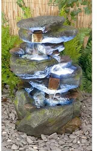 Primrose 100cm Thornton Hops Stacked Rock Effect Cascade Water Feature Waterfall with LED Lights