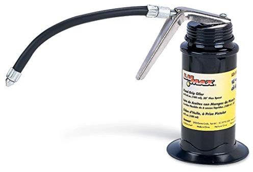 LUMAX LX-1502 Black 6 fl. oz. (180 ml) Pistol-Grip Oiler with 30 Degree Flex Spout. Heavy-Duty, Drawn Steel Bodies. Precision Double Ball Pump. High Output Pressure.