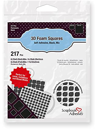 SCRAPBOOK ADHESIVES BY 3L 3L Scrapbook Adhesive Permanent Pre-Cut 3D Foam Squares, Mixed Variety, 217pk, Black