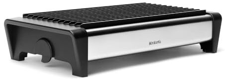 Brabantia Food Warmer, 2 Burner - Matt Steel with Black Aluminum Grill - 8 x 35.7 x 18.8cm - Integrated Cool Grips for Handling