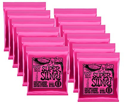 Ernie Ball Super Slinky Electric Guitar Strings, Nickel Wound, Lot/12, P02223