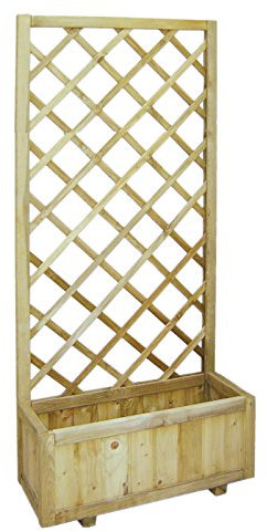 Pannello in legno Rettangolare con Fioriera impregnato in autoclve a rete giardino recinzioni divisori 75x180 cm EV