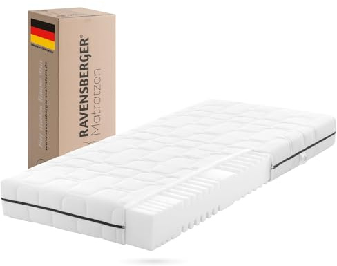 RAVENSBERGER Comfortmatratze Ravo-PUR - Härtegrad H3, mittel - 120 x 200 cm, Höhe 19 cm - ergonomische 7-Zonen Matratze mit Funktions-Bezug, allergikerfreundlich