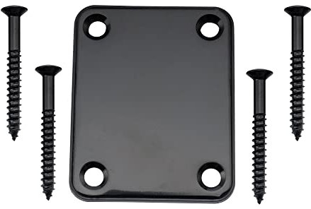 Musiclily Metall 4-Loch Gitarren Halsplatte für Fender Strat Tele Style E-Gitarre oder Bass, Schwarz