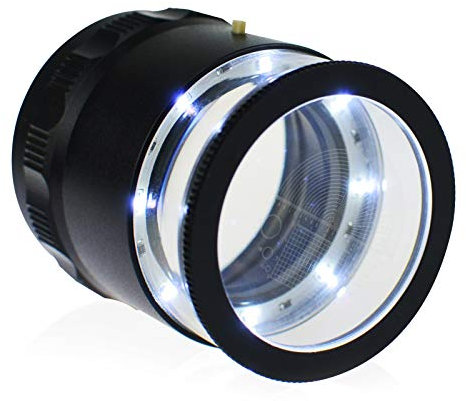 Juwelier Lupe 10X Vergrößerung Juwelierlupe mit 8 LED Licht, Austauschbarer Fadenkreuzskala, 25 mm Sichtfeld, Uhrmacherlupe, Taschenlupe LED Scale Loupe 10x für Schmuck, Edelsteine, Münzen