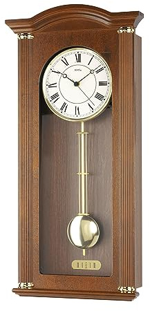AMS. Reloj de péndulo inalámbrico Florencia 5014/1, Westminster, grande, para salón, madera, fabricado en Alemania