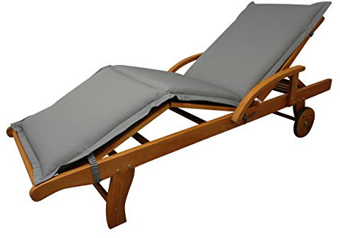 IND-70425-AUSL Liegenauflage Premium, extra dicke Polsterauflage für Gartenliege mit Reißverschluss, 195 x 62 x 9 cm, Grau