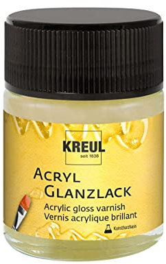 Kreul 79405 - Vernice acrilica Lucida a Base di Resina Sintetica, 50 ml Vetro, Trasparente Lucido, Vernice Protettiva e di Rivestimento per pitture asciutte, Adatta per Interni ed Esterni