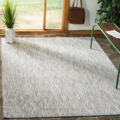 Safavieh Alfombra Contemporáneas para Sala de Estar, Comedor, Dormitorio - Courtyard Collection, Pelo Corto, Gris y Gris, 122 X 170 cm