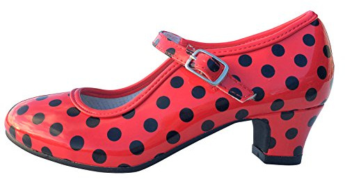La Senorita Spanska Flamenco skor, RÖD SVART, 35 EU