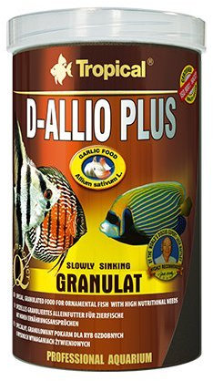 TROPICAL D-ALLIO PLUS GRAN 1000ml Fischfutter mit Knoblauch (600g) für Disku- und hohen Nährstoffbedarf Fische, Mehrzutaten-Granulierfutter für Meeresfische