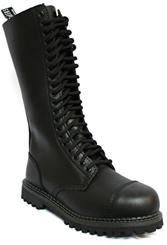 Grinders re Nero Opaco Militare Punta di Sicurezza in Metallo Stivali Unisex Punk del Motociclo 42