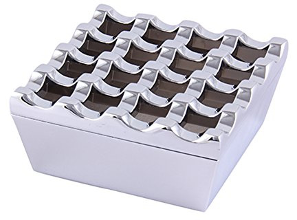Vintage Metal Small Cigar Ashtrays,16 Grids Novelty Fashion Windproof Cigarettes Ashtray Tabletop Decor Cigarillo Ash Tray,Silver