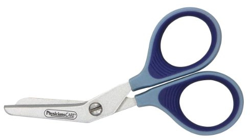 PhysiciansCare 90294 Titanium Non-Stick First Aid Bandage Scissors, Bent 4-Inch Scissors, Blue