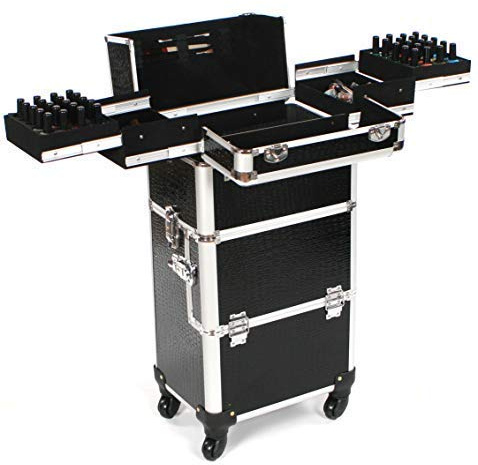 Urbanity Professional Large Aluminium Beauty Makeup Trolley Case Black Croc