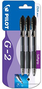 Pilot G207 Retractable Gel Rollerball 0.7 mm (Pack of 3) - Black (Package may vary)