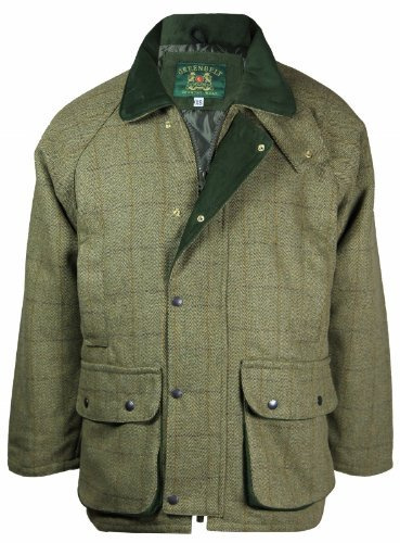 Country Wear New Mens Derby Wool Branded British Made Quilted Waterproof Breathable Tweed Jacket Coat Fishing Hunting Shooting Farming Outerwear (Light Green XXL)