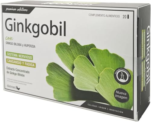 Memoria y Concentración con Ginkgo Biloba y Fosfatidilserina - Apoyo al Sistema Nervioso y Rendimiento Mental - Con Huperzia y Vitaminas B6 B12-20 Ampollas Bebibles - DietMed