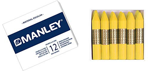 Manley 422145 - Pack de 12 crayons de cire Nº4, jaune