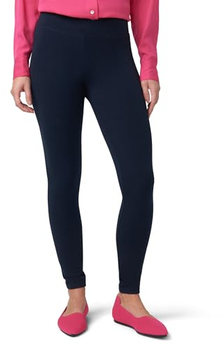 HUE Leggings de algodón Ultra Suaves para Mujer con Cintura Ancha, Longitud Completa y Capri, Marino, Large