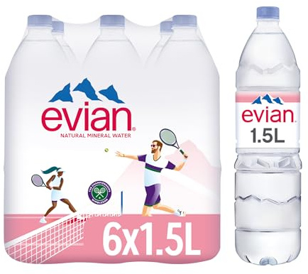 Evian Still Natural Mineral Water, 6 x 1.5L