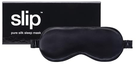 Slip Schlafmaske aus Seide, Schwarz (Einheitsgröße) – 100% reine Maulbeerseide, Augenmaske mit 22 Momme – bequeme Schlafmaske mit Gummiband + Füllstoff aus reiner Seide und Innenfutter