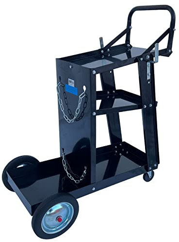 TRUTZHOLM mobiler Schweißwagen 80 kg mit 3 Ablagefächern Werkstattwagen Schweißgerätewagen Flaschenwagen mit Ketten zur SIcherung