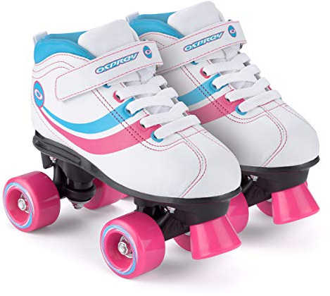 Osprey Disco Quad Roller Skates for Adults and Kids, Retro Roller Boots with ABEC 7 Bearings, UK CHILD 12/EU 31, White