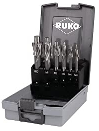 RUKO Set di Svasatori Piani HSS DIN 373 con Gambo Cilindrico – Set per Svasatura e Sbavatura di Acciaio, Ghisa, Alluminio e Metalli Non Ferrosi