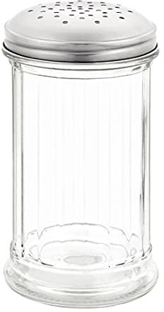OLYMPIA Sucre verseur 140 x 70 mm multi trous 4 mm en acier inoxydable et récipient en verre