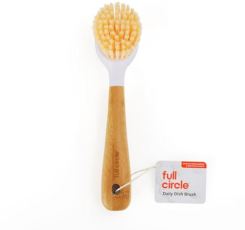 Full Circle Cepillo para Vajilla con Mango de Bambú | Cepillo de Fregar Compacto con Cerdas Resistentes de Plástico Reciclado | Limpieza Eficaz y Sostenible para Cocina