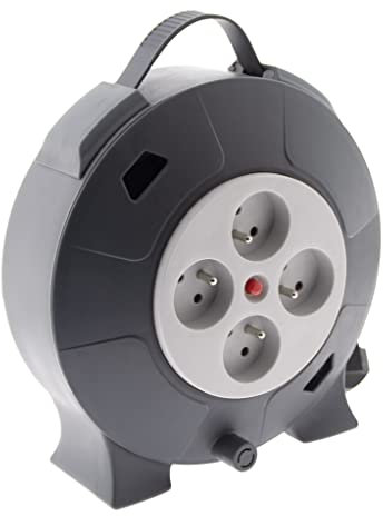 Enrouleur H05VV-F 4 Prises 3G1,5mm² 10m + Coupe-Circuit - Gris - Zenitech
