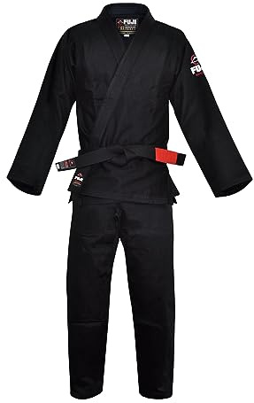 FUJI All-Around Brazilian Style Jiu Jitsu Uniform, Black (White Lettering), Size A3