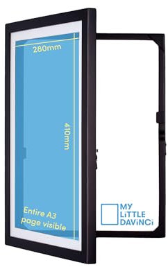 My Little DaVinci Wooden Picture Frame for 50 Artworks | Display or Hang Your Kids Artwork (Black, A3)