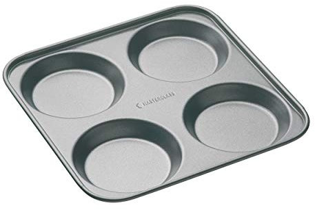 MasterClass Bandeja para Yorkshire Pudding de 4 agujeros con antiadherente PTFE, PFOA y BPA, robusta de acero al carbono de 1 mm de grosor, , 24 cm