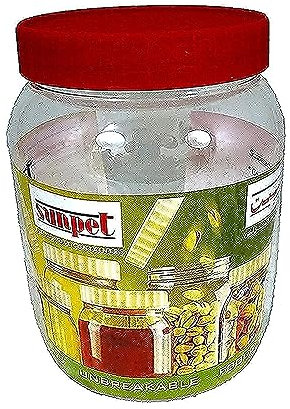 Sunpet Large Red Top Plastic Food Storage Canister Size 1000 ml, Pack of 6