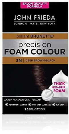 John Frieda Precision Foam Colour 3N, Deep Brown-Black Hair Dye, Salon-Finish Deep Brown-Black Permanent Hair Colour, 100% Grey Coverage