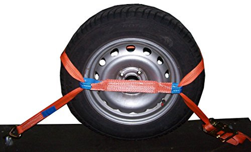 4X Spanngurt Auto Transport 35mm LC 1500 daN Zurrgurt Radsicherung PKW KFZ Trailer Reifengurt (3) - Made in Germany
