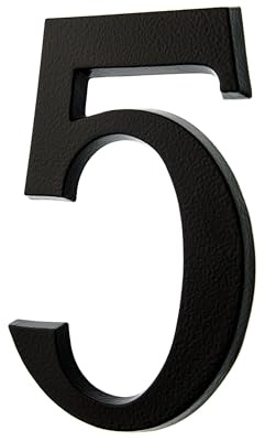 HUBER número de casa 5 de aluminio 20 cm I números de casa para puerta I Número de casa XL I placas de número de casa en noble diseño negro 3D, con recubrimiento de polvo